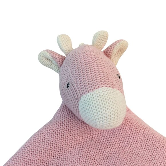 Peacock Alley Pink Knit Giraffe Lovey 12" Baby Security Blanket - Picture 2 of 6